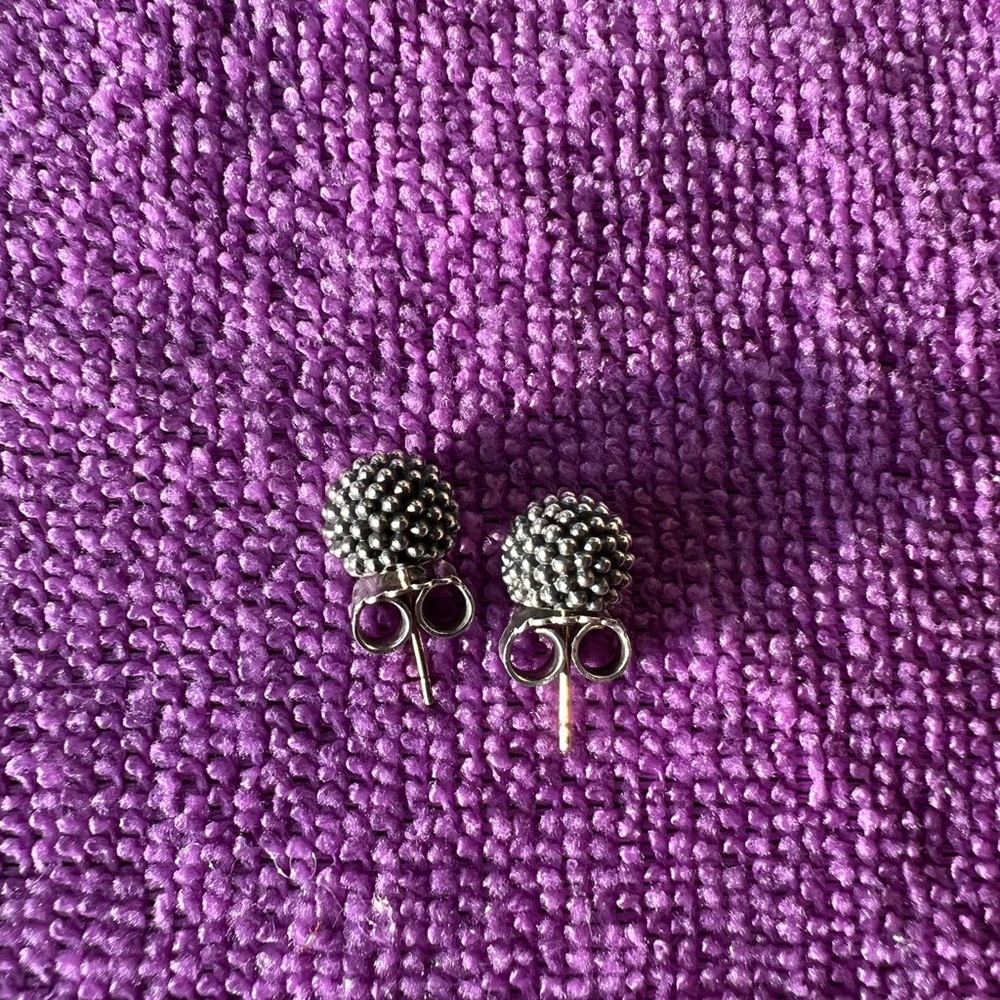 Sterling Silver LAGOS Caviar Post Earrings with Gold Posts